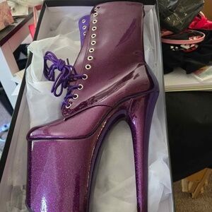 Sparkly Purple Pleaser Boots, size 9